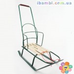 Санки "ЦАРСКИЕ" ЗЕЛЕНЫЕ С РУЧКОЙ