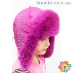 Меховая шапочка для девочки Dy-002 малиновая