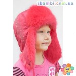 Меховая шапочка для девочки Dy-003 коралловая