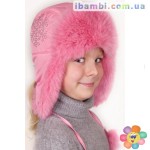 Меховая шапочка для девочки P-001 розовая