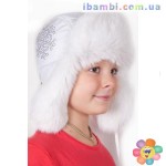 Меховая шапочка для девочки P-011 белая