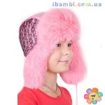 Меховая шапочка для девочки P-1-0 розовая