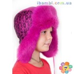 Меховая шапочка для девочки P-2-0 малиновая