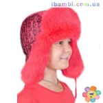 Меховая шапочка для девочки P-3-0 коралловая