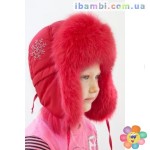 Меховая шапочка для девочки Xs-005 Красная