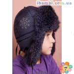 Меховая шапочка для девочки Xs-009 синяя